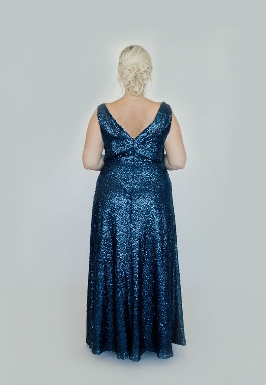 Ballkleid, grossegrössen, curvy, navy, pailletten, lang, elegant, günstig, Festkleid