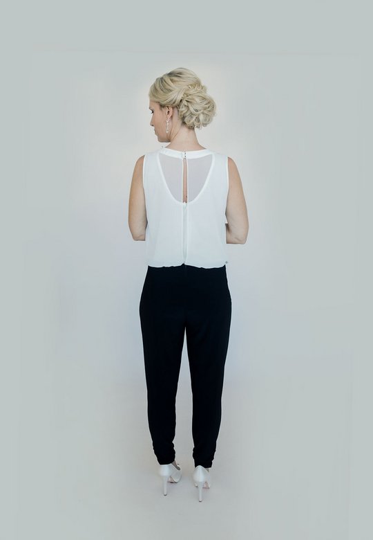 Jumpsuit, elegant, festlich, Overall, schwarz, weiss