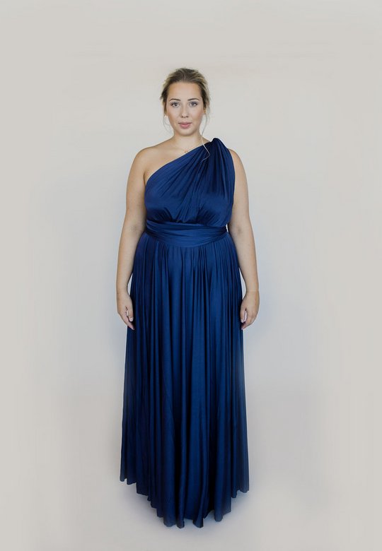 Dessy Kleid, Wickelkleid, dunkelblau, navy, curvy, grosse Grössen, Festkleid