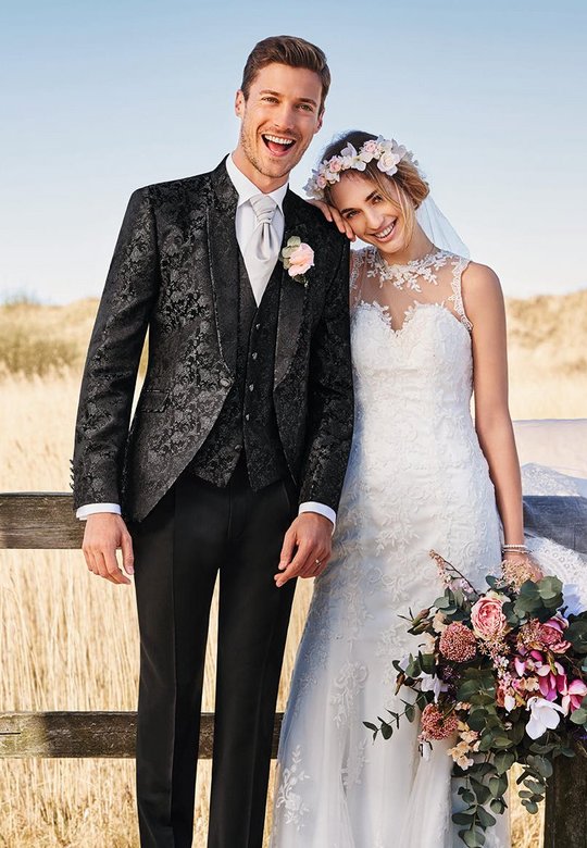 Hochzeitsanzug Wilvorst Paisley schwarz