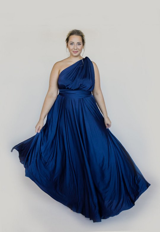 Dessy Kleid, Wickelkleid, dunkelblau, navy, curvy, grosse Grössen, Festkleid