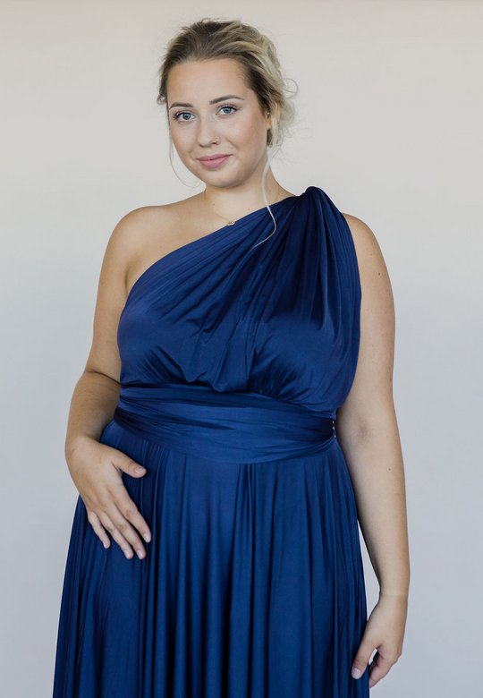 Dessy Kleid, Wickelkleid, dunkelblau, navy, curvy, grosse Grössen, Festkleid