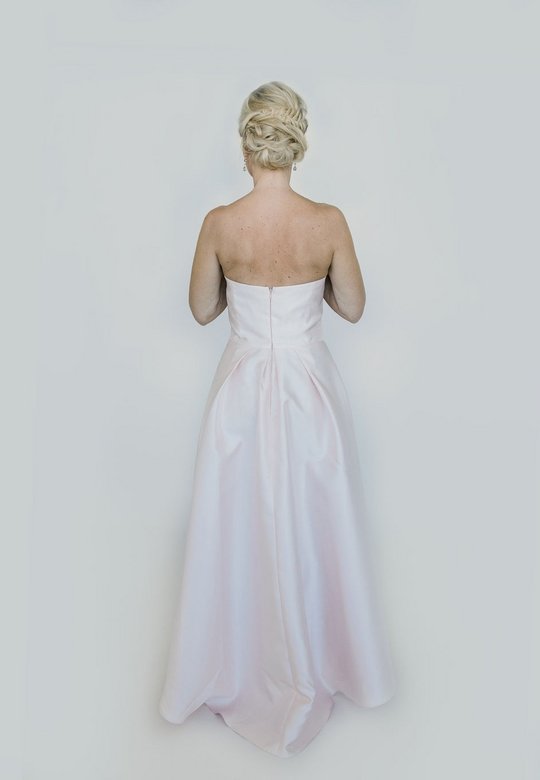 Ballkleid, A-Form, knöchellang, hellrosa, schulterfrei