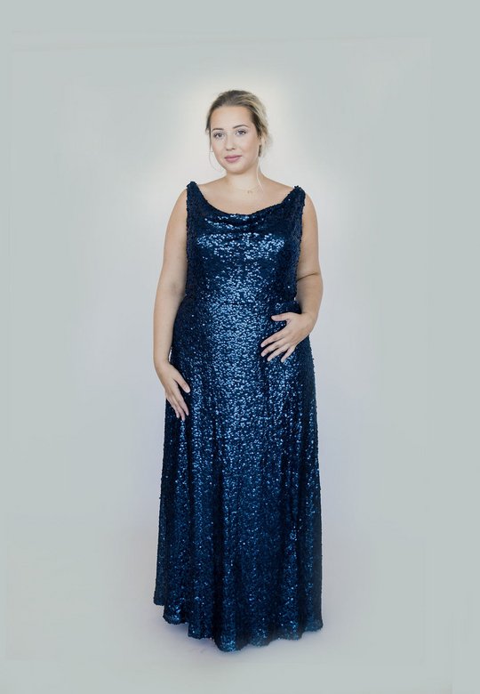 Ballkleid, grossegrössen, curvy, navy, pailletten, lang, elegant, günstig, Festkleid