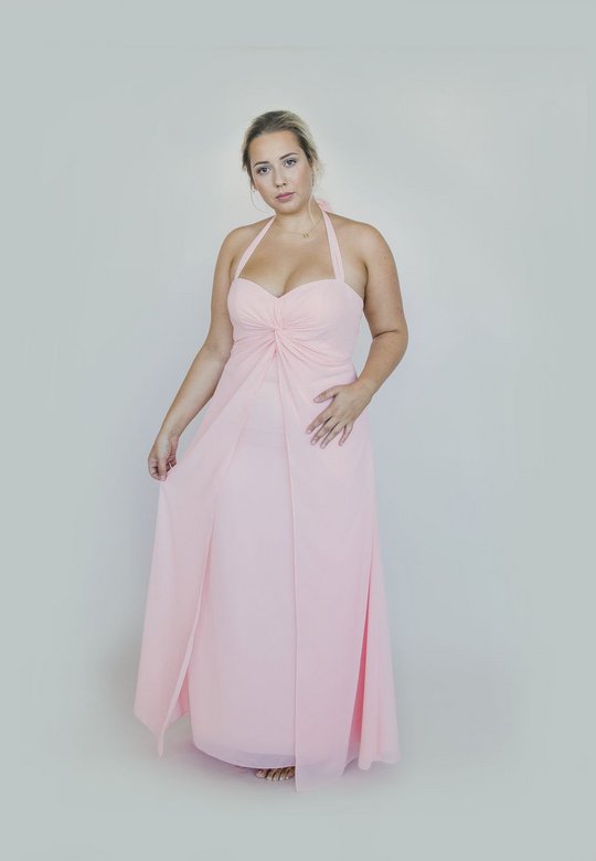 Ballkleid, rosa, curvy, neckholder, chiffon, festkleid, grosse grössen, günstig, billig