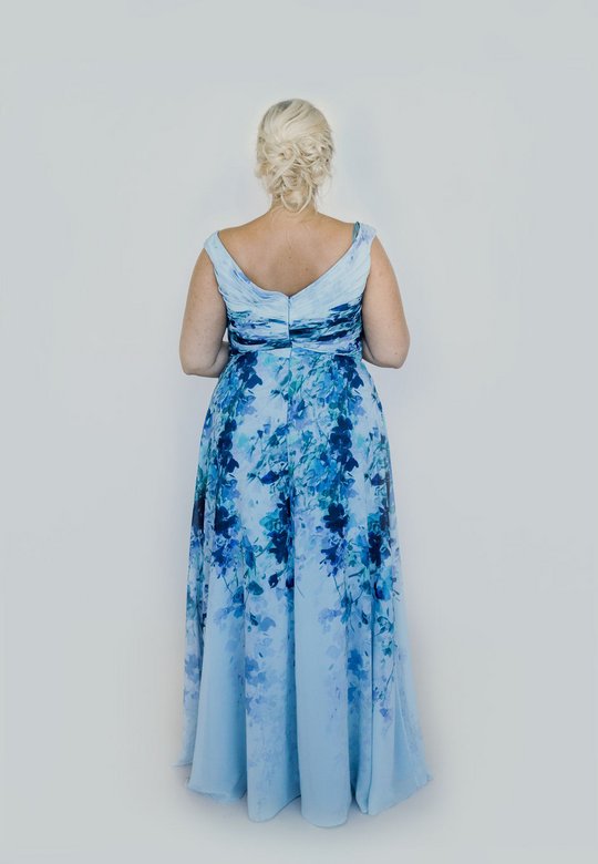 Festkleid, grosse grössen, lang, blau, curvy